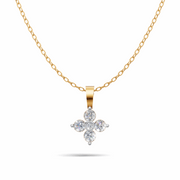 Flower Diamond Cluster Pendant - 18Kt Gold vermeil